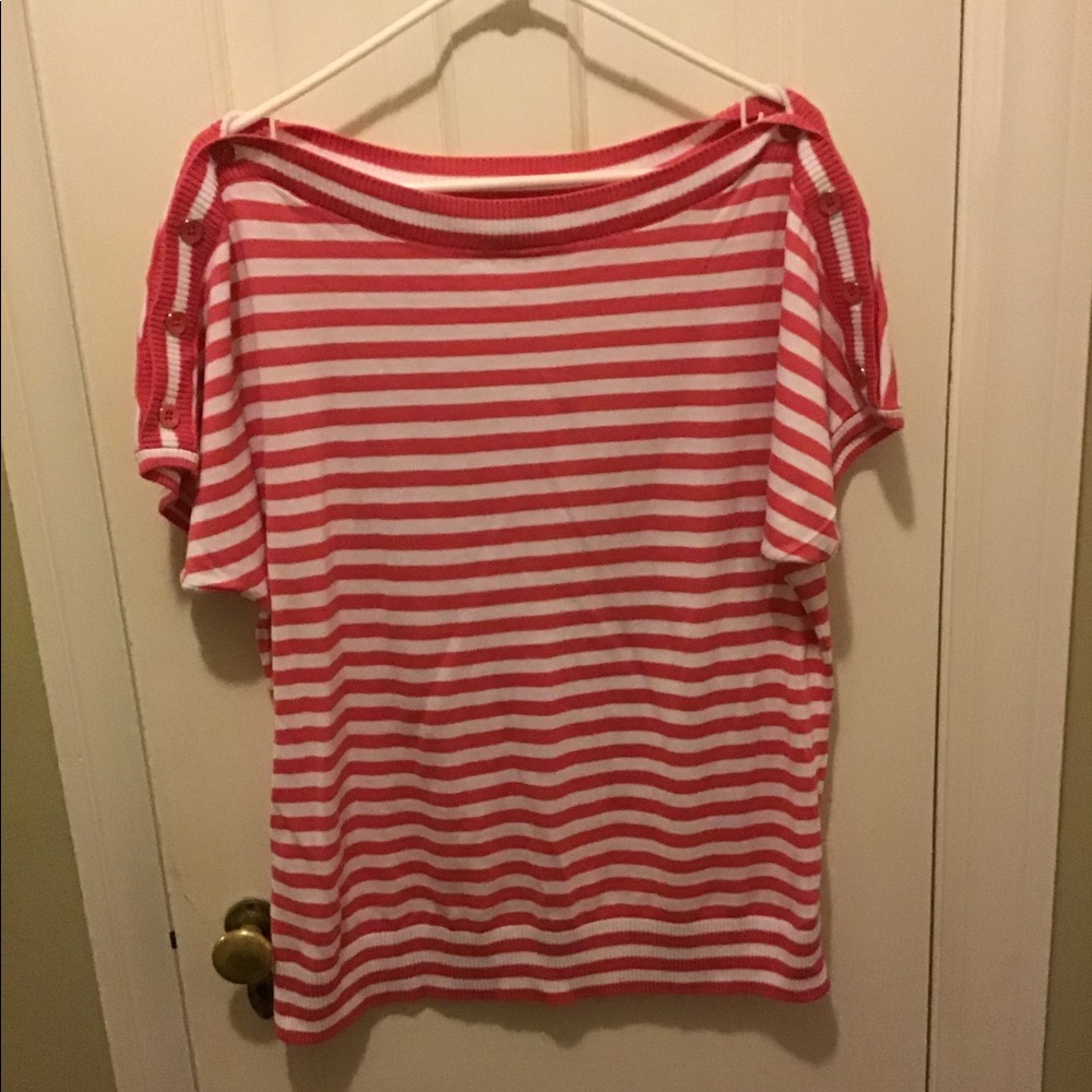 Talbots pink striped sweater tee size xl